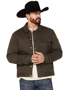 Brothers And Sons Men's Chambers Trucker Water Repellent Snap Zip Jacket - Basfa23o31-Dkbrn