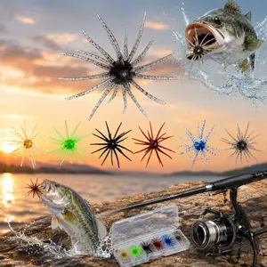 Sea Urchin Shaped Bass Fishing Lures, Simulated PVC Soft Fishing Lure, Silicone Soft Bait for Bream, Bass, Tilapia & Pike, Ideal for Drop Shot Rig