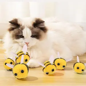 Cute Bee Design Cat Toy, 10pcs Interactive Bee Shaped Cat Teaser Toy, Pet Entertainment Supplies, Fun Indoor Cat Toys, Pet Accessories, Interactive Kitten Wand
