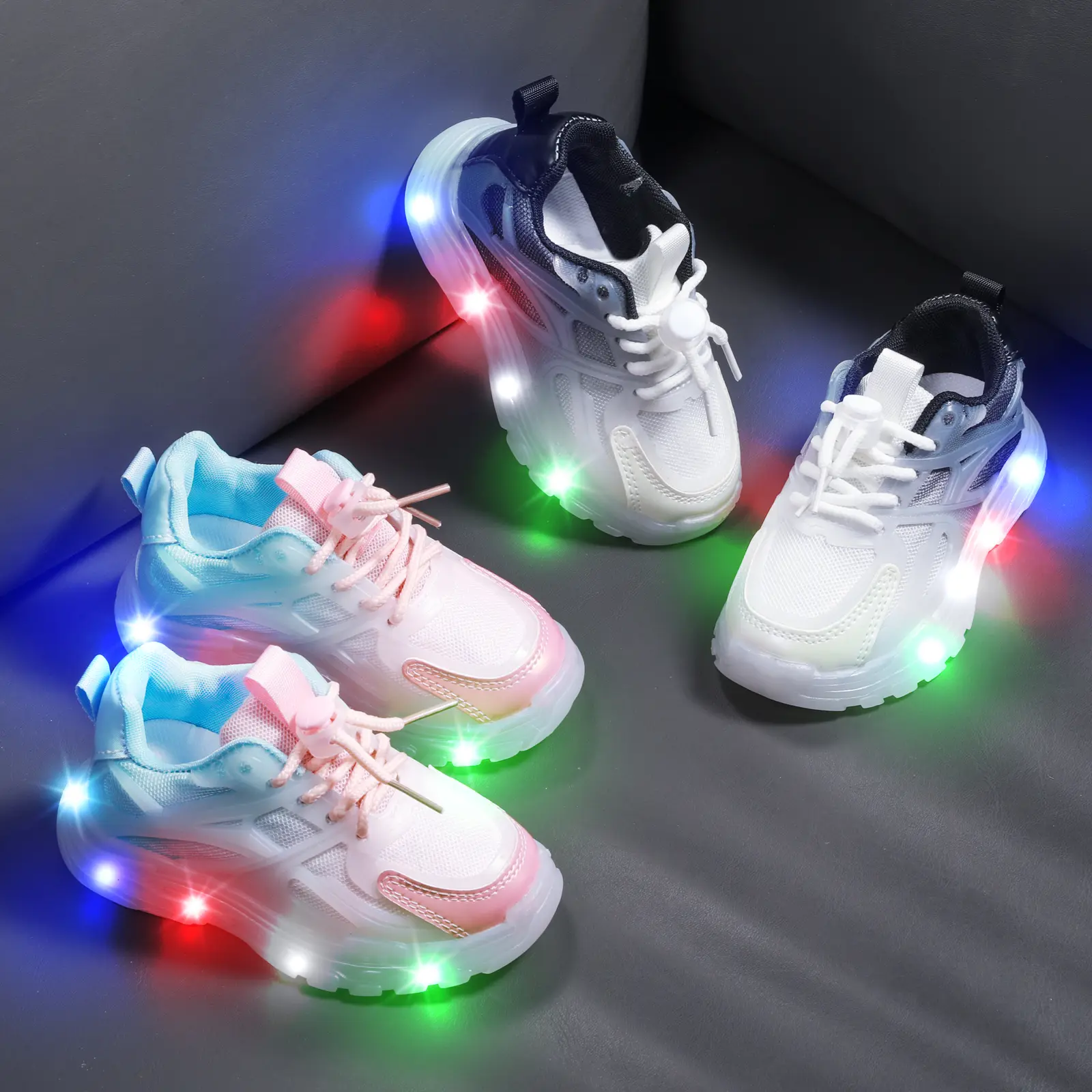 Colorful Luminous Running Shoes for Kids - Changeable Color Lights & Cartoon Design - Perfect for 3-5 Year Old Boys and Girls - LED Light Shoes with Laces Footwear For Little Explorers Interactive