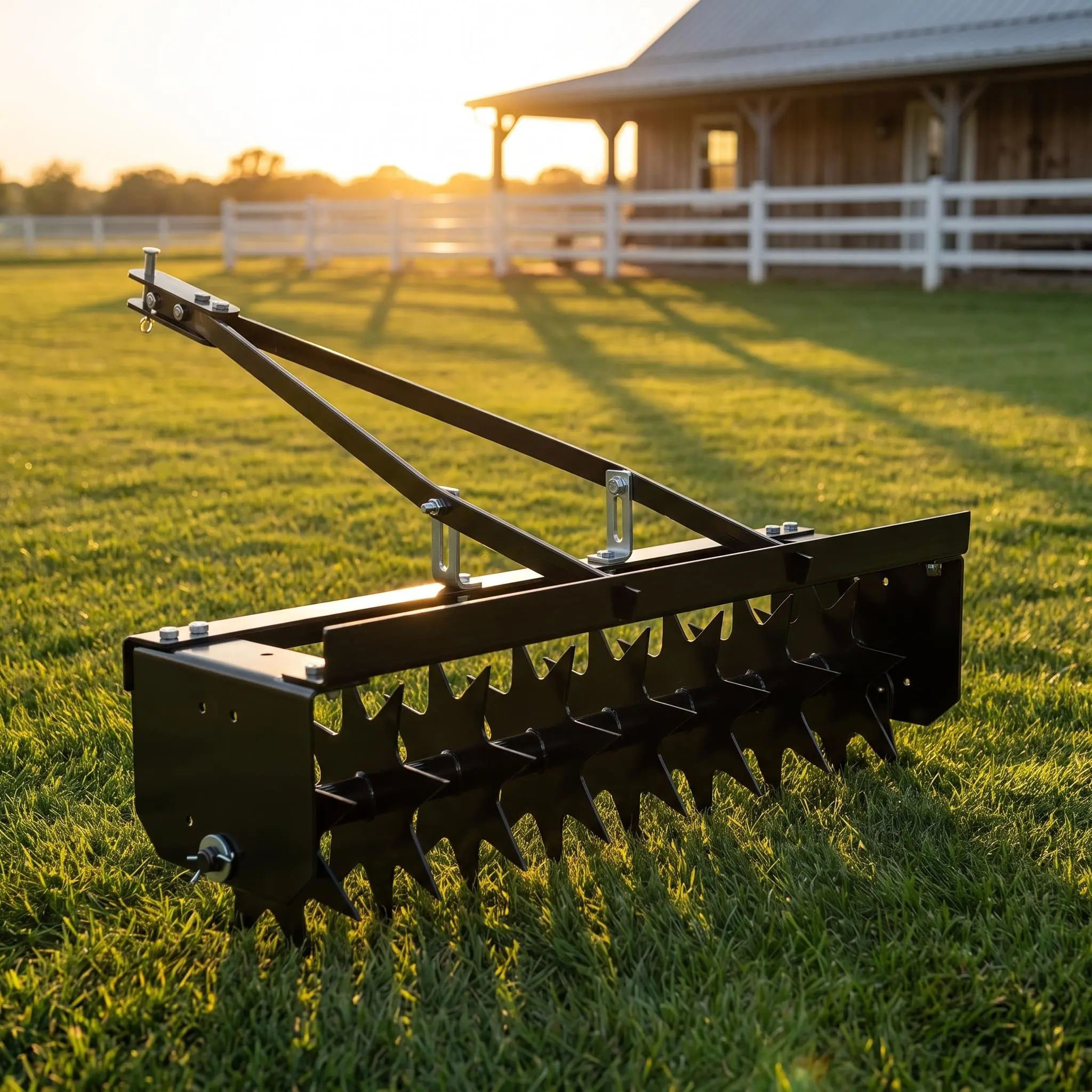 Heavy Duty Tow Behind Spike Aerator, 40 Inch Lawn Aerator Attachment with Durable Steel Tines, Towable Aerator for Lawn Tractor, ATV, Riding Mower, Large Yard and Farm Grass Care