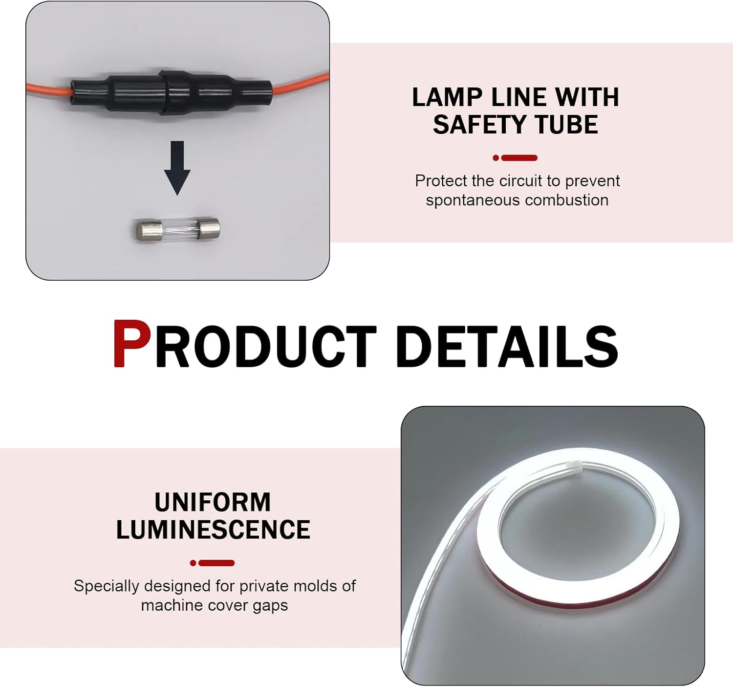 70 Inch Car Hood Light Strip White Waterproof Dynamic LED Hood Light Strip Universal 12V Exterior Flexible Daytime Running