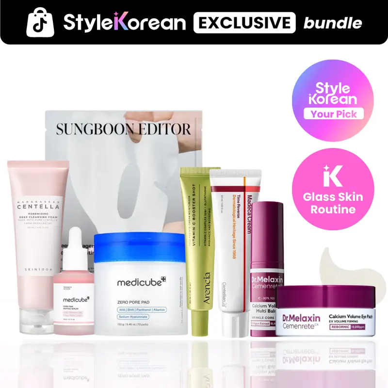 [Your Pick] Viral-Approved Skin Changer Routine Set - Anti-Aging I SKIN1004 Cleansing Foam, Medicube Zero Pad, PDRN Serum, Centellian24 Madeca Cream, Dr.Melaxin Calcium Balm, Eye Patch, Arencia Vitamin C Booster Shot, Sungboon Editor Mask, stylekorean