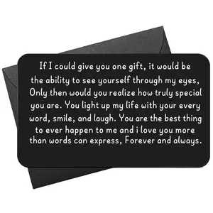 Engraved Aluminum Wallet Greeting Card, Custom Message Card, Positive Message Card, Romantic Gift for Couples, Perfect for Weddings, Christmas, Valentine's Day, Birthdays