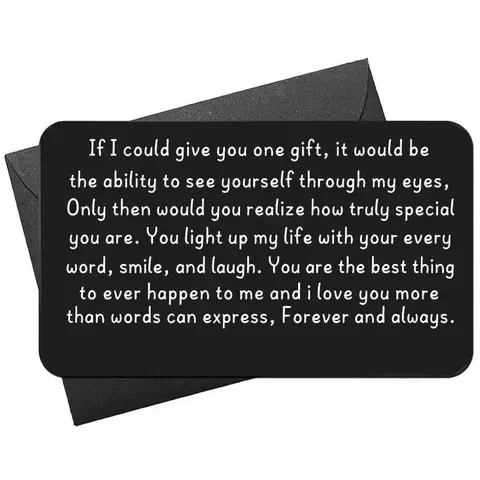 Engraved Aluminum Wallet Greeting Card, Custom Message Card, Positive Message Card, Romantic Gift for Couples, Perfect for Weddings, Christmas, Valentine's Day, Birthdays, Positive Cards, Quote Cards