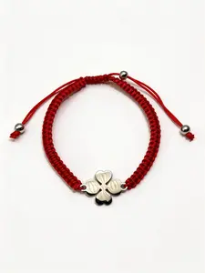 Waterproof Stainless Steel Clover Braided Wristband, Adjustable Bracelet 4 Colors Red/ Black/ Grey / Khaki  Wear All Day