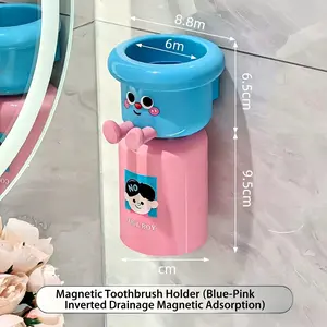 Toothbrush Holder — Featuring Magnetic,Inverted Rinse Cups | No-Drill,Wall-Mounted Bathroom Organizer for Toiletries | An Essential Storage Solution for Homes & Dorms | The Perfect Back-to-School Gift