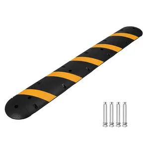GAOMON 1 Pack 6FT Speed Bumps for Road, Heavy Duty 25,000 Lbs Capacity Traffic Rubber Speed Humps with 2 Channel Floor Cord Cover for Asphalt Concrete Gravel Driveway Road Cable Protector Ramp
