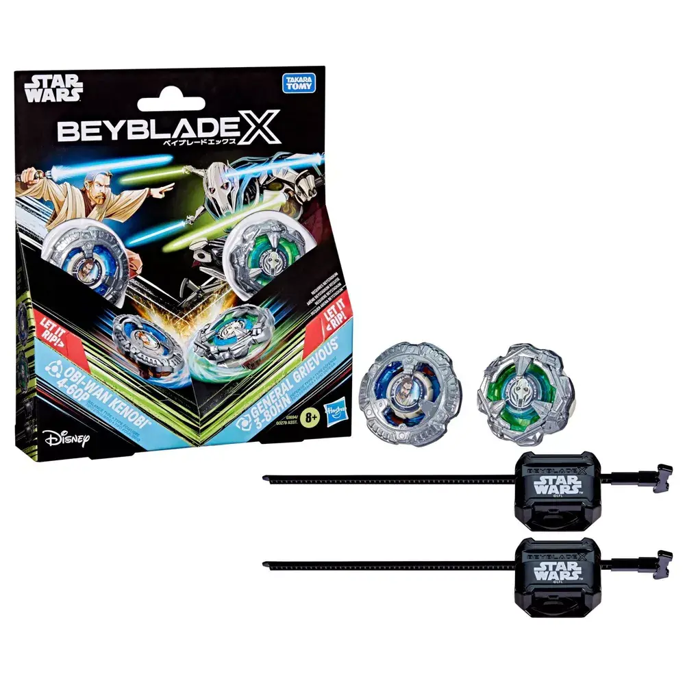 Beyblade X and Star Wars Collab Obi-Wan Kenobi 4-60P vs General Grievous 3-80HN Pack