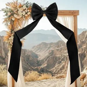 Giant Bows Decor 75x18 Inches Large Big Bow Party Decorations for Backdrop Birthday Wedding Bride Party Backdrop, Satin Ribbon Tie for Room Wall Hanging Decor (Black)