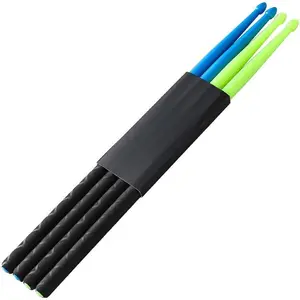 Nylon Drumsticks 5A 2 pair with ANTI-SLIP Handles for Drum Light Durable Plastic Exercise 2 Pair Drum Sticks for  Adults Musical Instrument Percussion Accessories (Blue and Green)