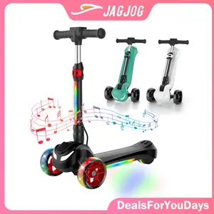 Balance Electric Scooter for Kids Ages 3-12, 3 Adjustable Height Toddler Motorized Scooters, Bluetooth Music Speaker, LED Light 3 Wheels, Thumb Accelerator, Balance Training Scooter for Toddlers,Foldable Scooter for Girls/Boys