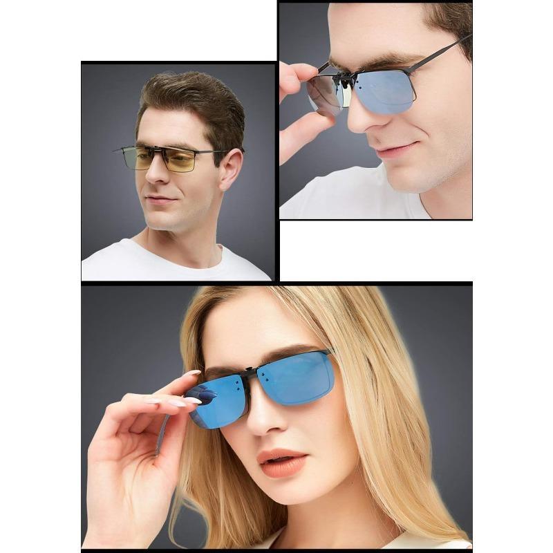 Polarized Clip-on Sunglasses with Flip Up Function Anti-Glare UV 400 Driving Glasses Clip-on for Prescription Glasses