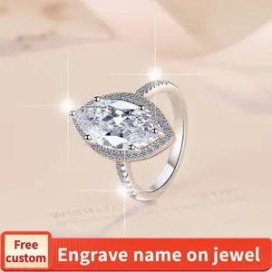 S925 Sterling Silver Horse Eye Ring Synthetic Moissanite Ring fashion jewelry accessory woman girl promise ring-172
