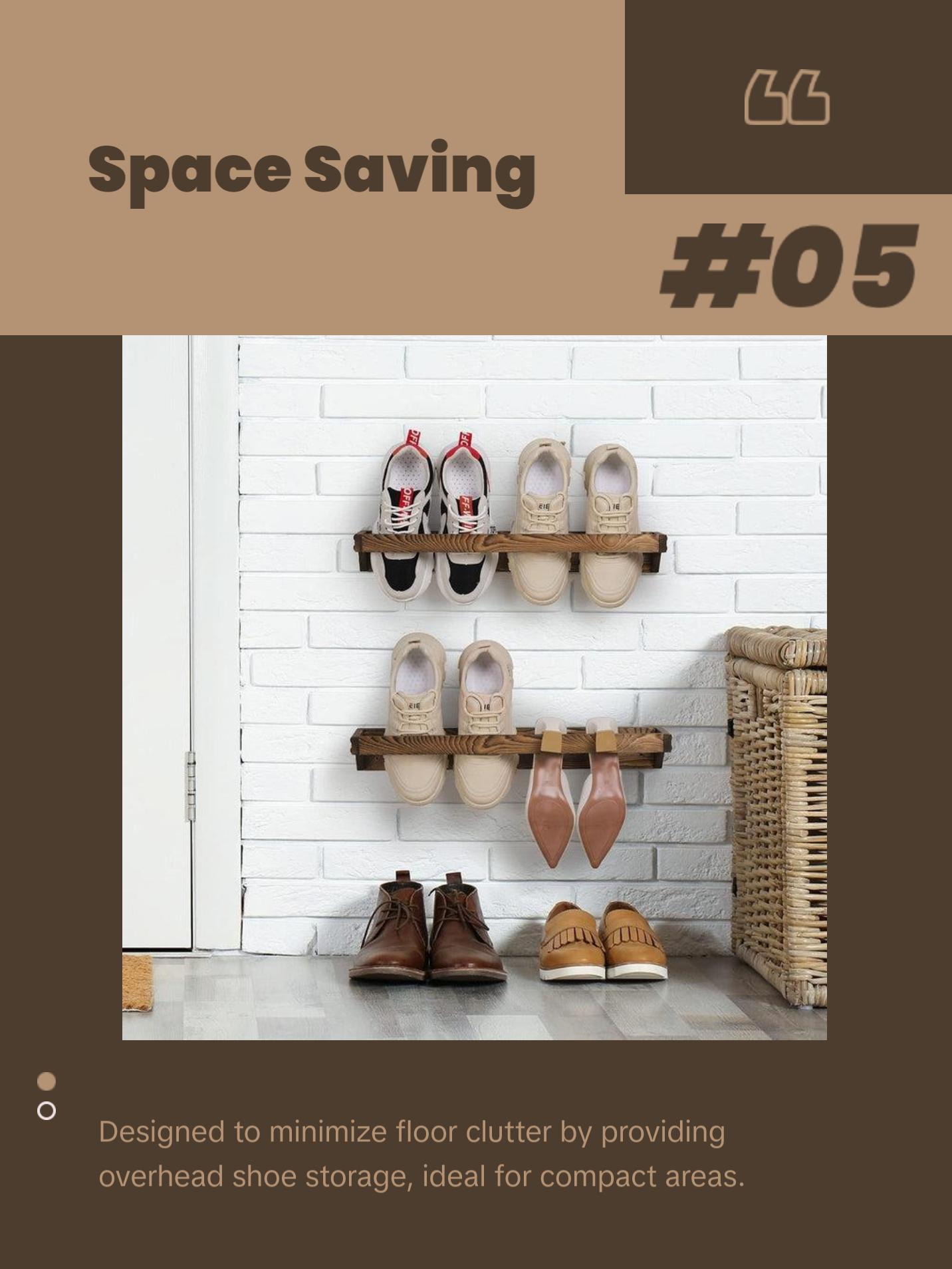 Burnt Wood Wall Mounted Shoe Storage Rack, Entryway Footwear Organizer Holder, Set of 2 Burnt Wood Wall Mounted Shoe Storage Rack, Entryway Footwear Organizer Holder, Set of 2