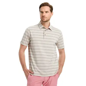 M MAELREG Golf Shirts for Men Short Sleeve Dry Fit Striped Performance Lightweight Moisture Wicking Collared Casual Golf Polo