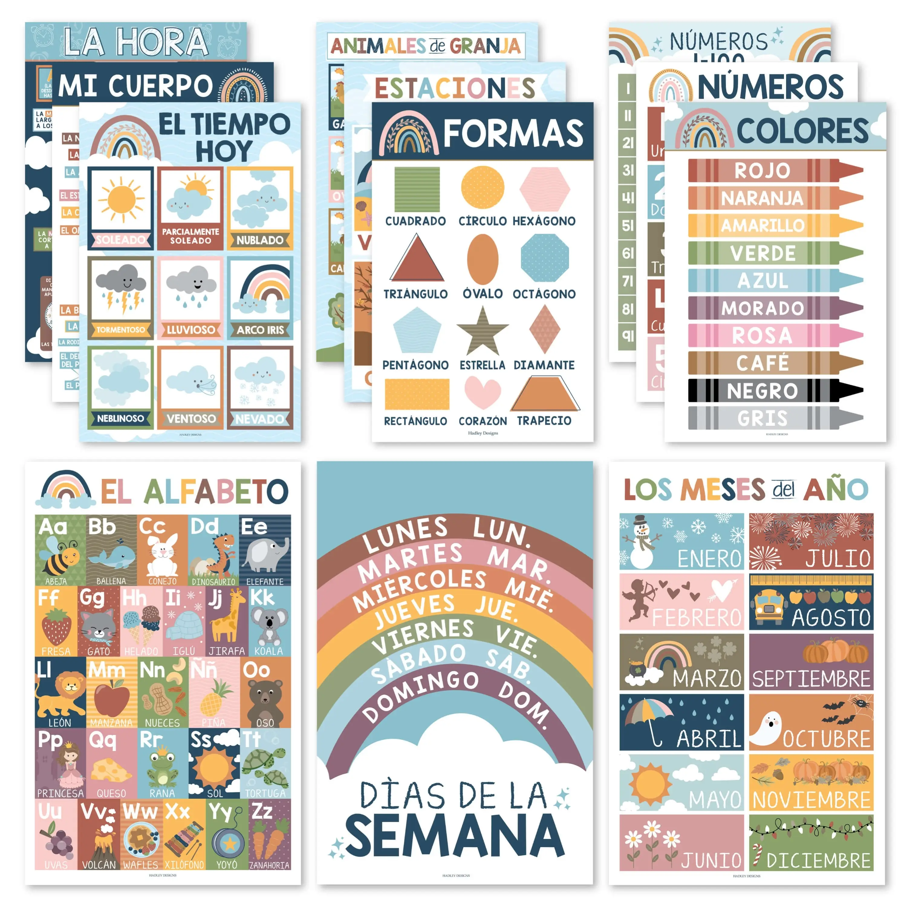 Hadley Designs Boho Spanish Posters Set of 12 for Wall Decoration