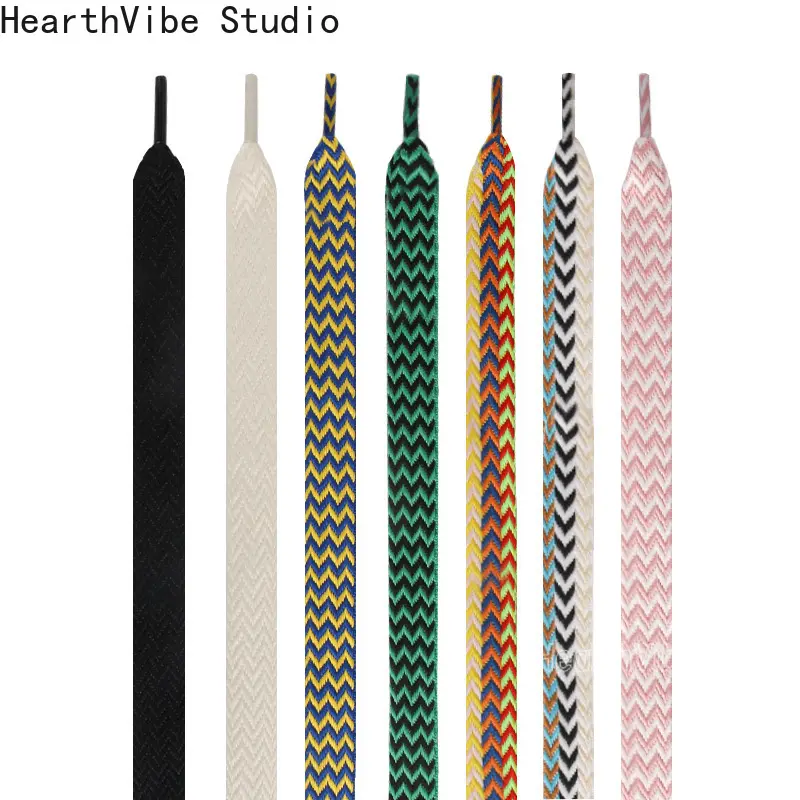 Woven Polyester Flat Shoelaces - Colorful, Lightweight, Wave-Patterned Shoelaces for Sneakers, Men's and Women's Casual Footwear