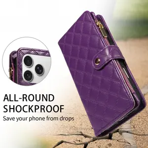 New Design Gingham Pattern Tpu Leather Crossbody Phone Case for iPhone 17 Pro Max 17 Air 17 Pro 17 16e 16 Pro Max 15 14 13 12 11 Pro Max Mini 7 8 Plus X XS XR XS Max