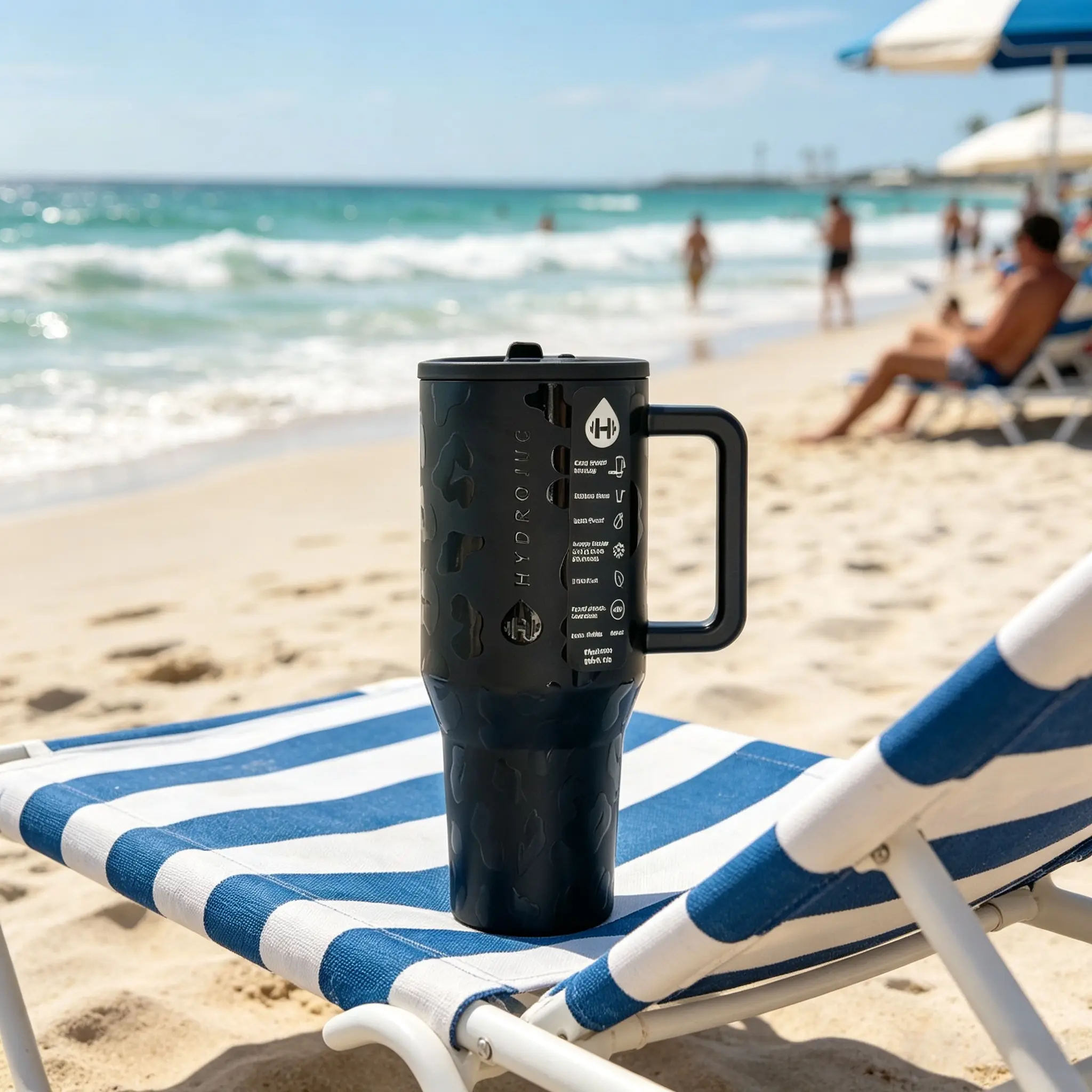 HydroJug 40oz Black Leopard Print Portable Stainless Steel Water Bottle - Leakproof Tumbler, Double Wall Insulated Vacuum Flask, Kitchen Drinkware, 24H Cold Retention, Silver Edge Golf Tumbler, Heavy Metal Lover Gift (El Owala Freesip Wild Inspired), Mode