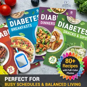 5 Pcs Diabete Food List & Meal Planner & 80 diabetic-friendly Recipes– Printable Low GI Chart, Calorie & Carb Guide, Glycemic Index for Diabetics Type 1 & 2