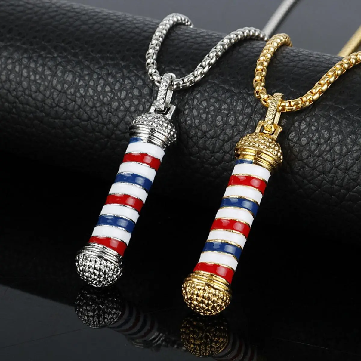 GGIRL Trendy Pendant Necklace Jewelry Chain Necklace For Men Women- Necklace Pendant for Fashion Unique Charm Barber Shop Pole Barbers Rotating Light Pendant Necklace Jewelry Chain Necklace