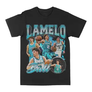 Lamelo Ball Graphic Tee, Y2K Rap Streetwear T-Shirt, Unisex Crew Neck, Vintage Hip-Hop Graphic, Sports Style, Casual Cotton Fit