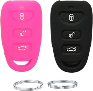 Silicone Smart Remote fob Cover case Compatible with Hyundai Accent Elantra Genesis Sonata Kia Forte Optima Rondo Sorento Spectra.Part Number:OSLOKA-310T 95430-2G201 (Black+Rose red)