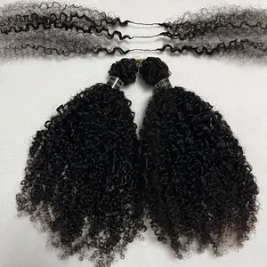 Multi Textured Kinky Curly Crochet Feather Hair Extensions Bundles Pre Separated Crochet Hair invisible String For Faux Locs Goddess