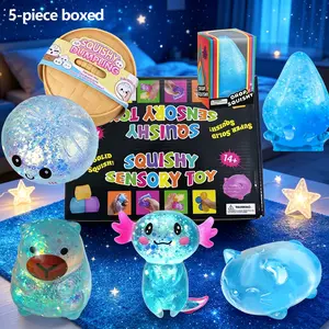 1/5pc Novelty Stress Relief Toy Set, Relieve Anxiety, Slow Resilience, Party Gift, Festival Gift Creativity, Soft and Slowly Rising Stress Relief Toys, Kawaii Squishies - Cute Desktop Accessories for Office Workers, Blue Series, Boxed