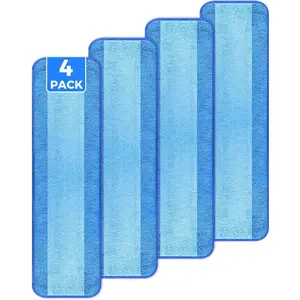 4-Pack Microfiber Cleaning Pads, 18-Inch Microfiber Mop Pads Compatible with Bona Mop, Washable and  Mop Pad Refills for Hardwood Tile Laminate Floors