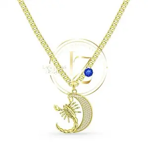 COD2020  Scorpion in Moon Pendant with Cuban Chain 4 mm thick Gold Tone Necklace for Men Women Unique Zodiac Charm Jewelry