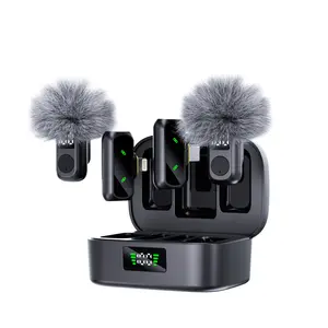 Professional Wireless Lavalier Microphone with Charging Case, Dual Transmitters, Plug-and-Play Type-C & Lightning Receiver, Magnetic Clip Mics with Sponge Windscreens for iPhone, iPad & Android Video Recording