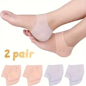 4 Pcs / 2 Pairs Silicone Heel Sleeves, Moisturizing Anti-Slip Heel Protectors, Anti-Wear Cracked Foot Pads, Daily Foot Care Accessories