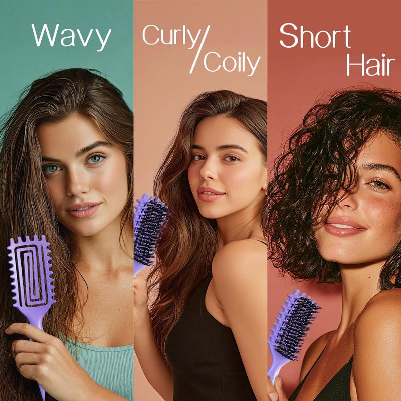 【Upgrade version】5-in-1 Curl Brush: Smooth, Frizz-Free Hair. Vent Design for Easy Detangling & Styling. Less Pulling. For Men & Women, Wet or Dry Hair.