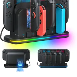 RGB Charger Dock for Nintendo Switch 2 2025- with Cooling Fan,9  in 1 Switch 2 Chagrer Dock for Joycon 2/1 , Dual-Direction Charging, LED Indicators, Magnetic Charge Switch2 Accessories