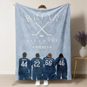 Off Campus Season 1 Briar University Hockey Flannel Blanket,"College Romance Series" Inspired Soft Throw,Hockey Team Jersey Flannel Blanket for Youth Campus Romance Drama Fans