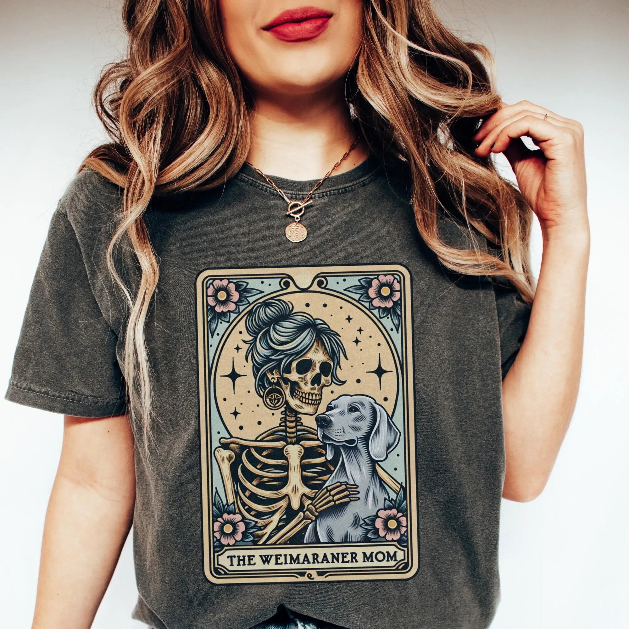 Weimaraner Shirt, Comfort Colors Weimaraner Mom Tarot Card T-shirt, Weimaraner Skeleton Tee, Cute Funny Fall Halloween Weimaraner Tee