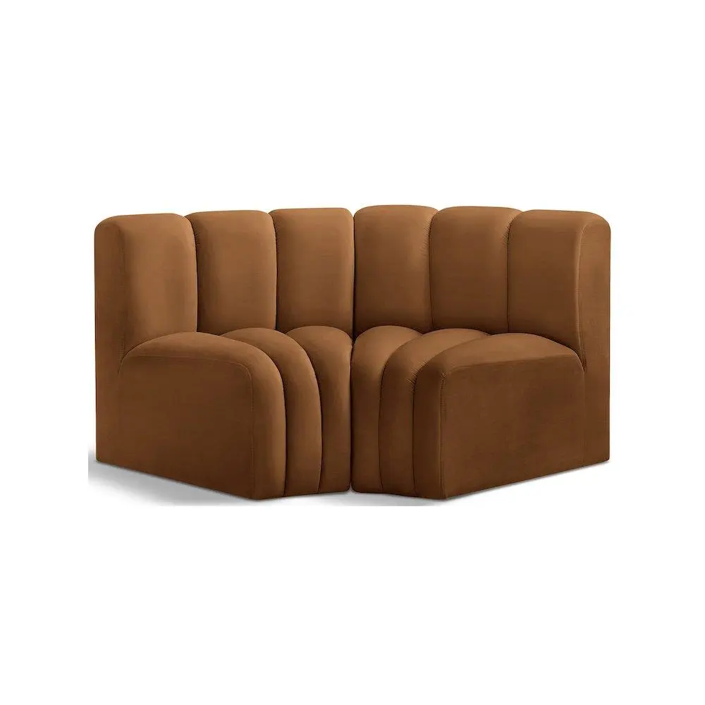 Arc Curved Velvet Modular Sectional Sofa, Modular Sectional Couch with Deep Tufting