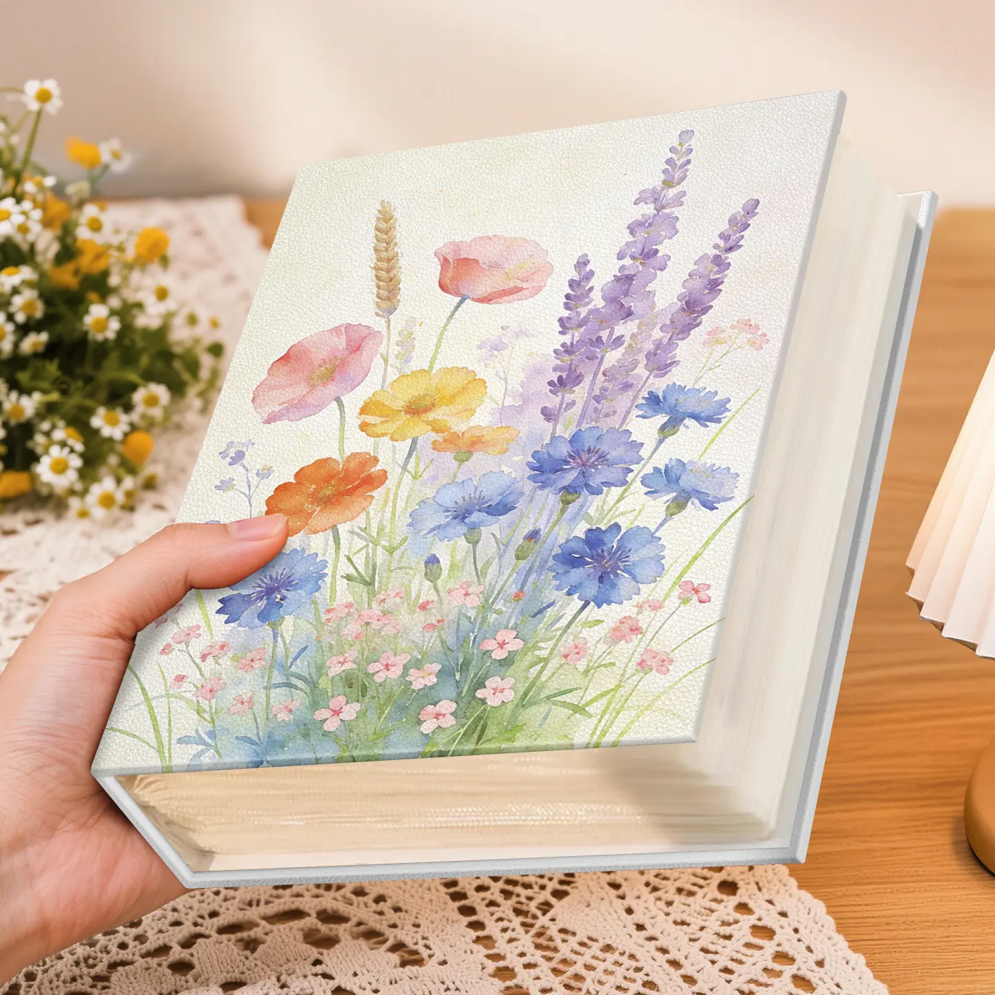 Baby & Maternity PU Leather 4x6 Photo Album - 56 Pockets, Botanical Wild Flowers Design, Mini Picture Book, Personalized Gift for Family Graduation, Gift Sets Accessory