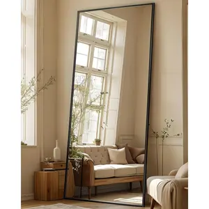 Full Length Mirror, 71"x28" Floor Mirror, Floor Standing Freestanding Full  Mirror with Stand for Bedroom,  Mounted for Living Room Cloakroom, Black