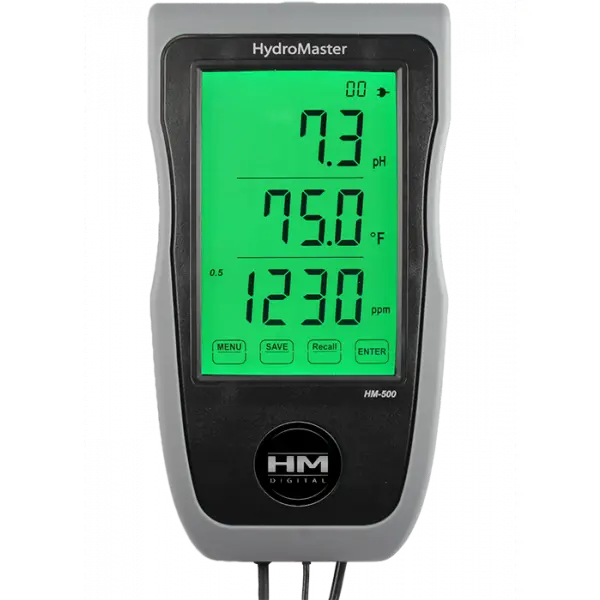 HM Digital HM-500 HydroMaster pH EC TDS Temperature Monitor - Rechargeable Continuous Tester
