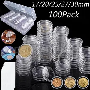 100 PCS 30 mm Clear Round Coin Capsules + White Gaskets & Box – Secure Protectio