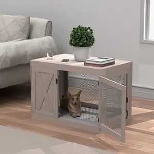 Topwin Wood Dog Crate Kennel - Stylish Indoor Dog Cage and Side End Table for Home Décor Pet Products Enclosure