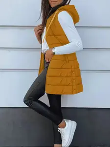 Hooded Zipper Quilted Waistcoat Outerwear Vest