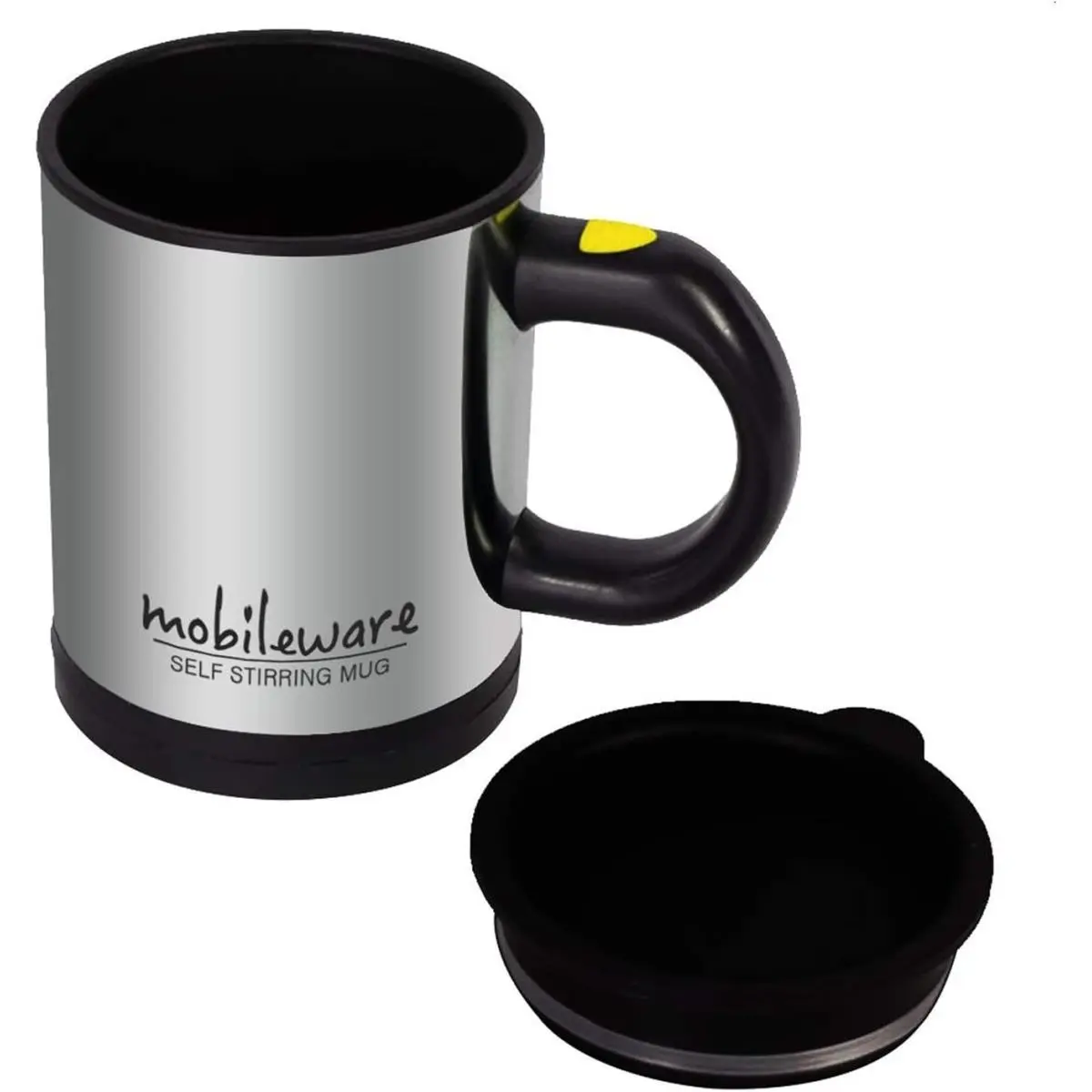 8 oz Self-stirring Coffee Mug, Black & Silver