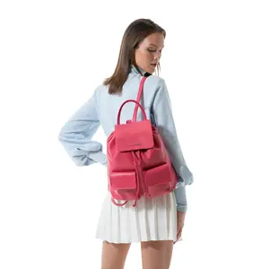 Pink - Pebbled Leather - Backpack
