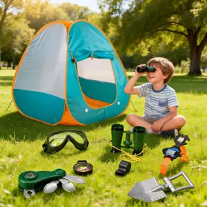8-Piece Outdoor Camping Toy Set for Kids, Includes Tent, Play Tent House, Goggles, Compass, Perfect Spring Playset for Ages 3+
