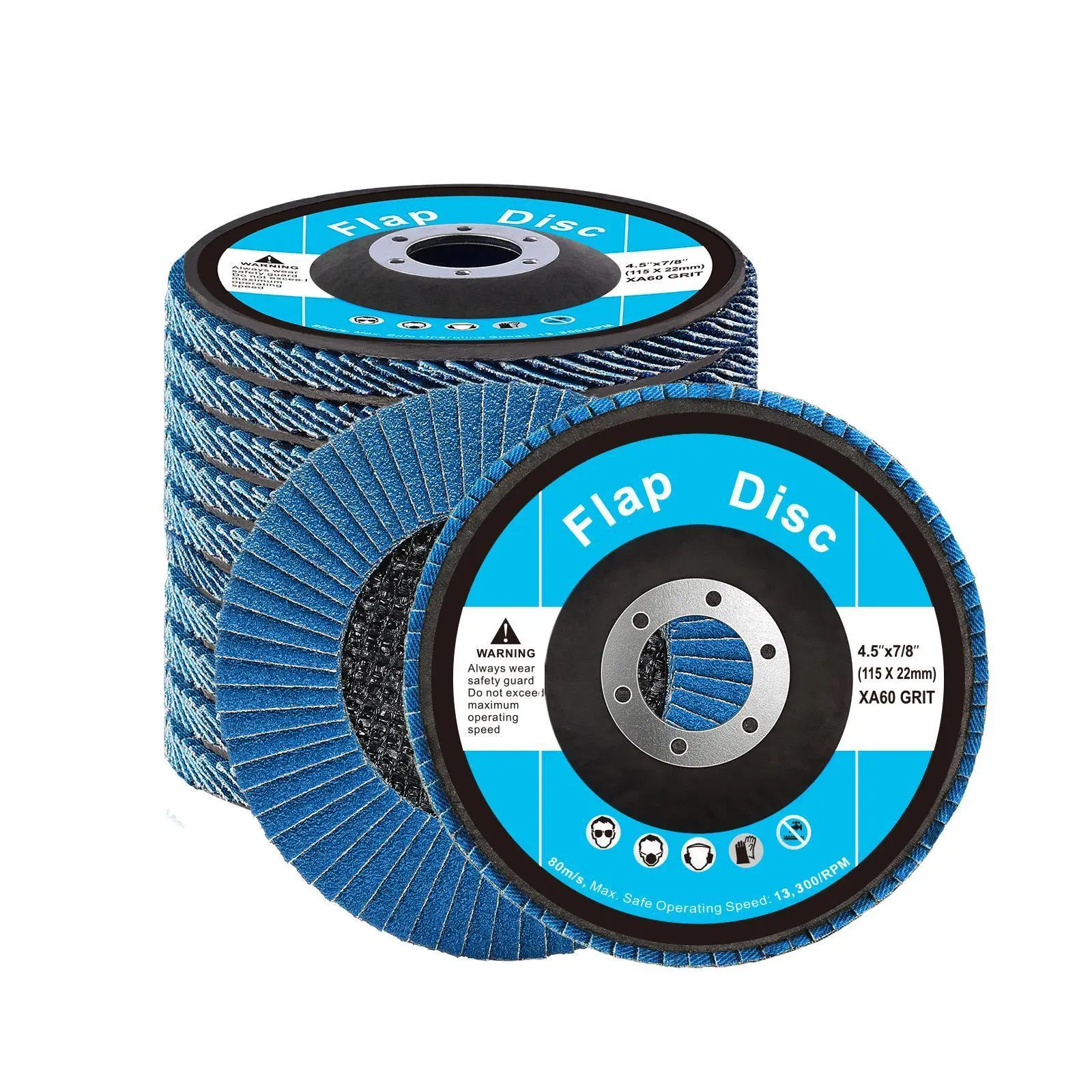 【Backtoschool】VEVOR Flap Discs 60 Grit, 4-1/2" x 7/8" Flap Discs for Angle Grinder, Type 29 Zirconia Flap Sanding Disc, Bevel Type Abrasive Grinding Wheels for Deburring, Rust Removal, Sanding, Finishing (10 Pack)