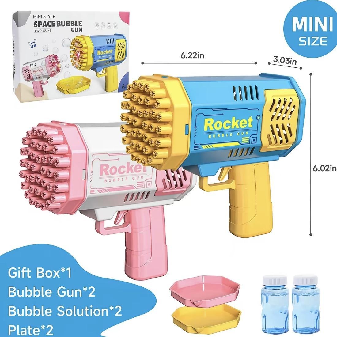 40-Hole Light-Up Bubble Gun with Bubble Solution, Fun Outdoor Indoor Bubble Toy for Kids, Perfect for Birthday Parties & Summer Play